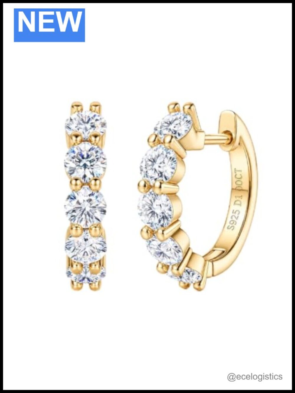 Moissanite Hoop Earrings S925 Sterling Silver Huggie Earring for Women